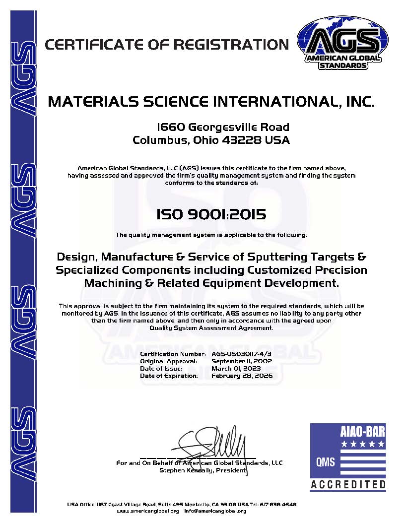 ISO 9001 2015 Certificate Expires 2026 02 28 MSI, AGSUS030117-4-3